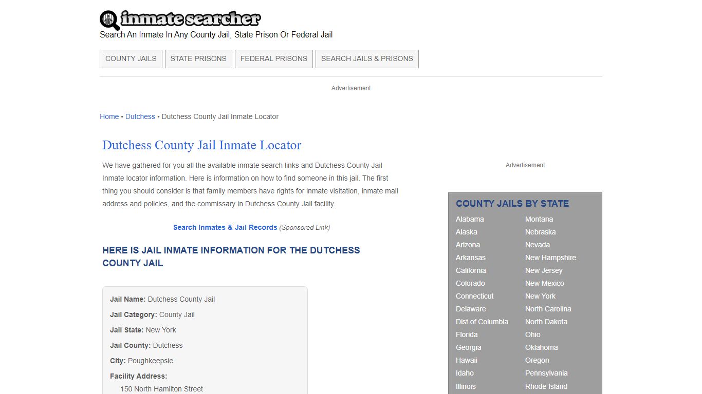 Dutchess County Jail Inmate Locator - Inmate Searcher